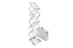 BROCHURE STAND FOLDABLE 6xA4 WITH CASE SILVER